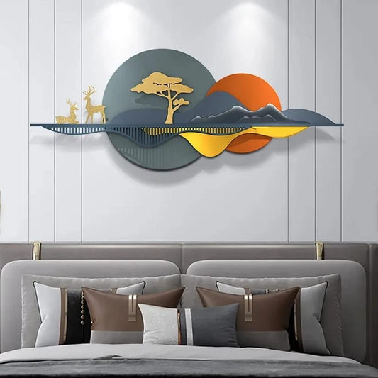 3D Metal Wall Art |Metal Wall Decor For Living Room | Metal wall Art | Wall Hanging Decoration Size: 48 X 20 inch, Multicolor | Set Of 1