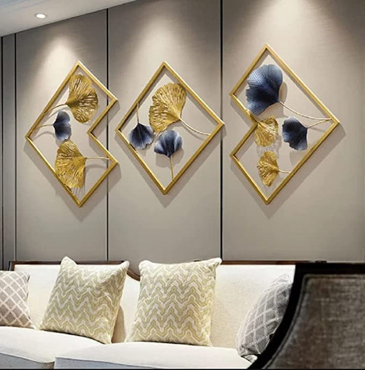 Metal Wall Decor For Living Room Set Of 3 | Metal Wall Art | Wall Decor | Metal Wall Hanging Wall Decor Set Of 3-140 X 53 CM | 55 X 20 Inch- Multicolor